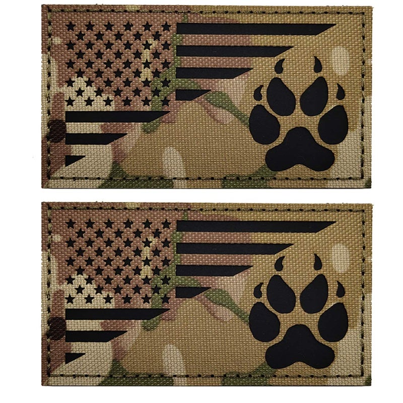 ODSP Reflective K9 Dog Handler Patches, K-9 USA Flag Tactical Military Appliques with Hook and Loop Fastener Backing for Medium and Large Animal Vests Harnesses - Image 1